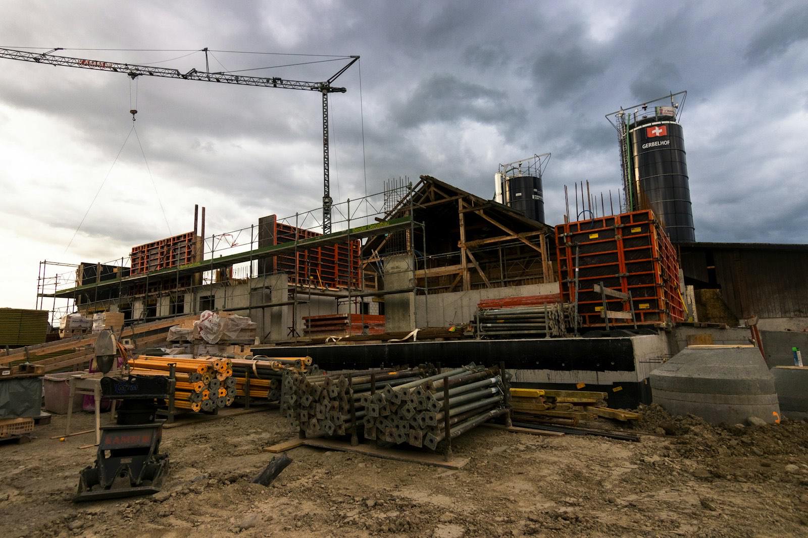 Sthira site with tower crane