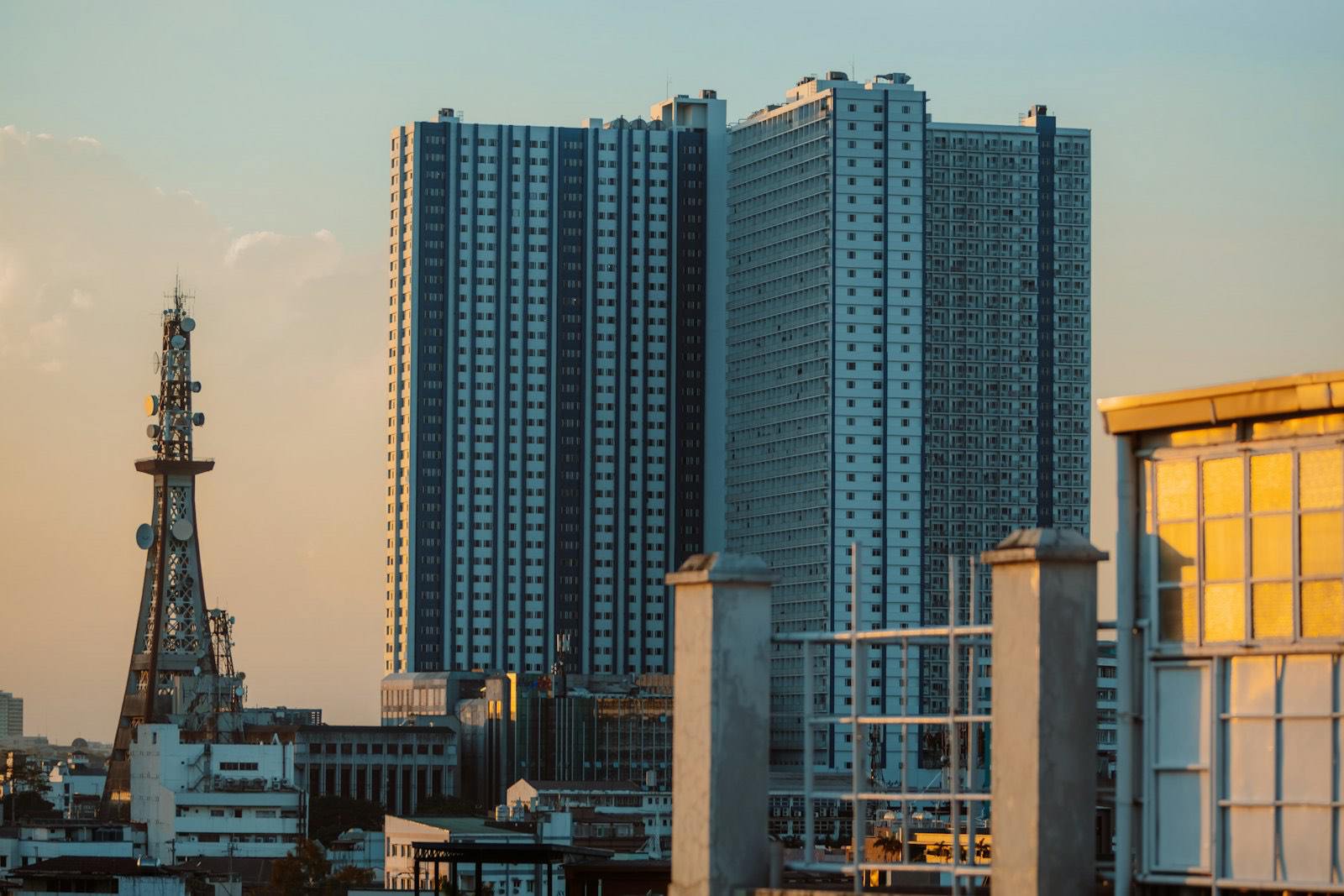 Sthira residential towers at sunset